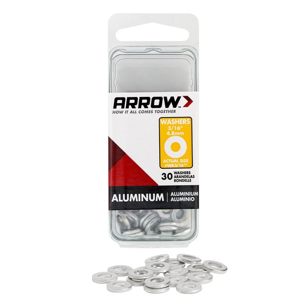 Arrow Fastener Flat Washer, Fits Bolt Size 3/16" , Aluminum 30 PK WA3/16
